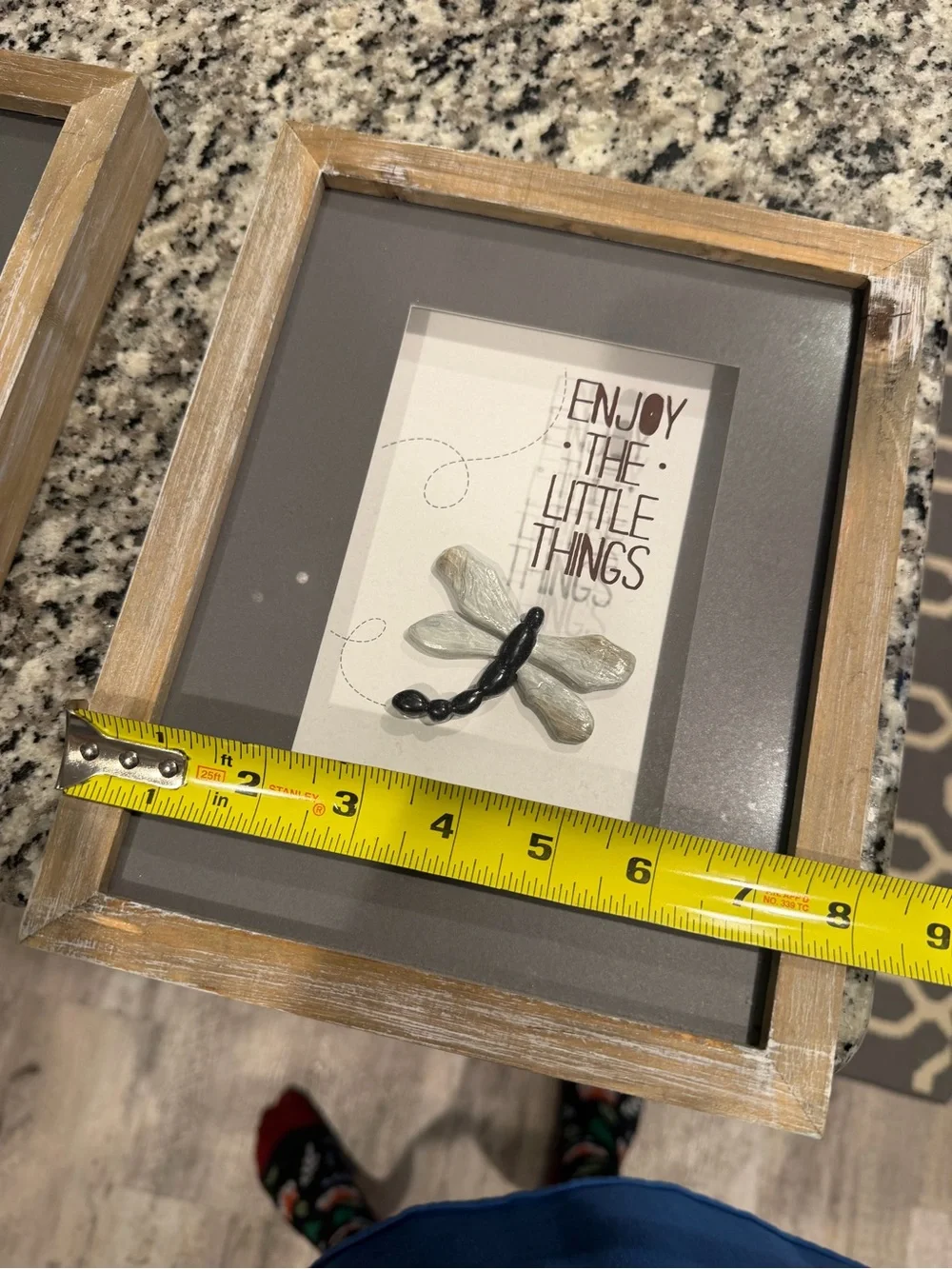 Rustic Wood-Frame butterfly/Dragonfly Shadow Box Wall Art – Gray and Natural